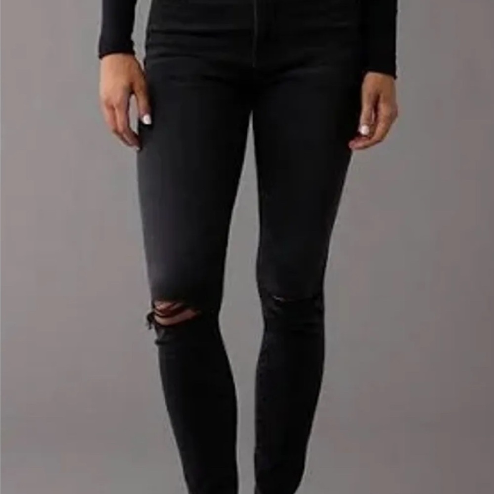 American Eagle Outfitters Black Ripped Skinny Jeans